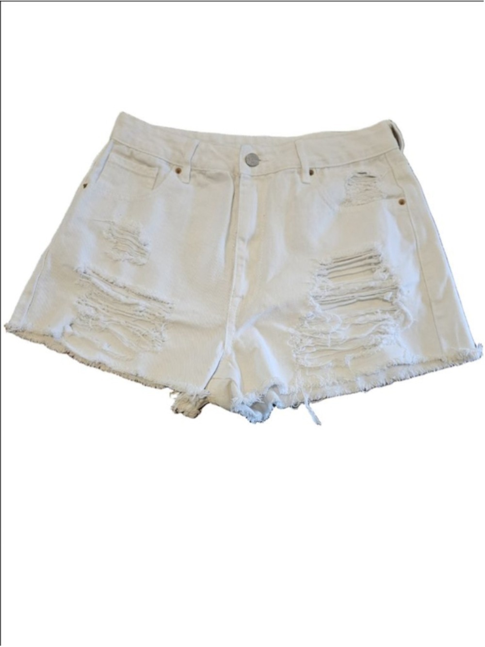 Women's PacSun White Distressed High Rise Festival Jean Shorts Size 29